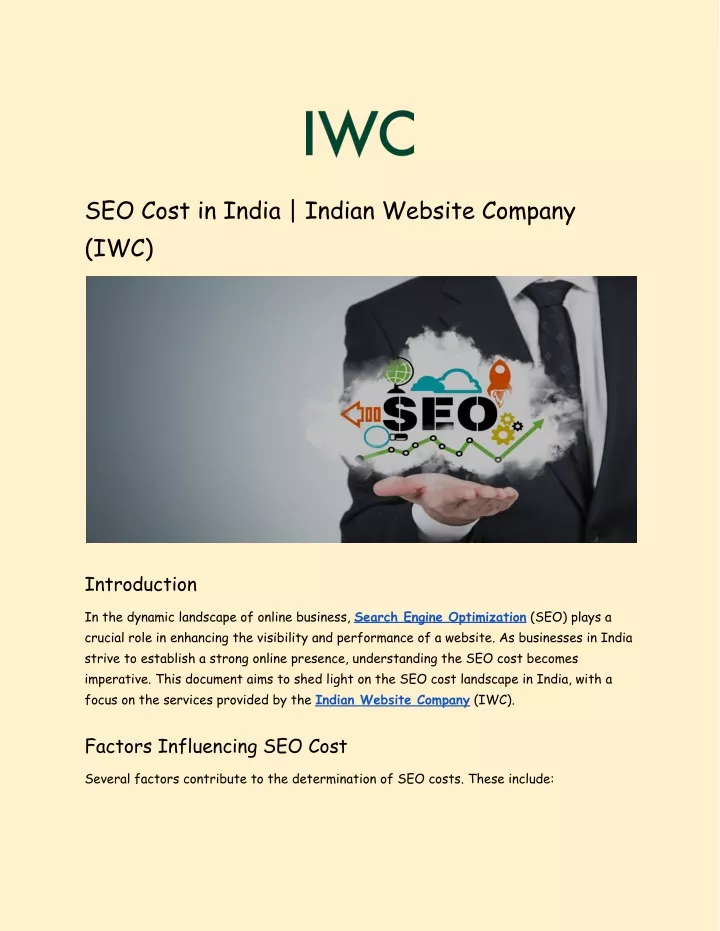 seo cost in india indian website company iwc