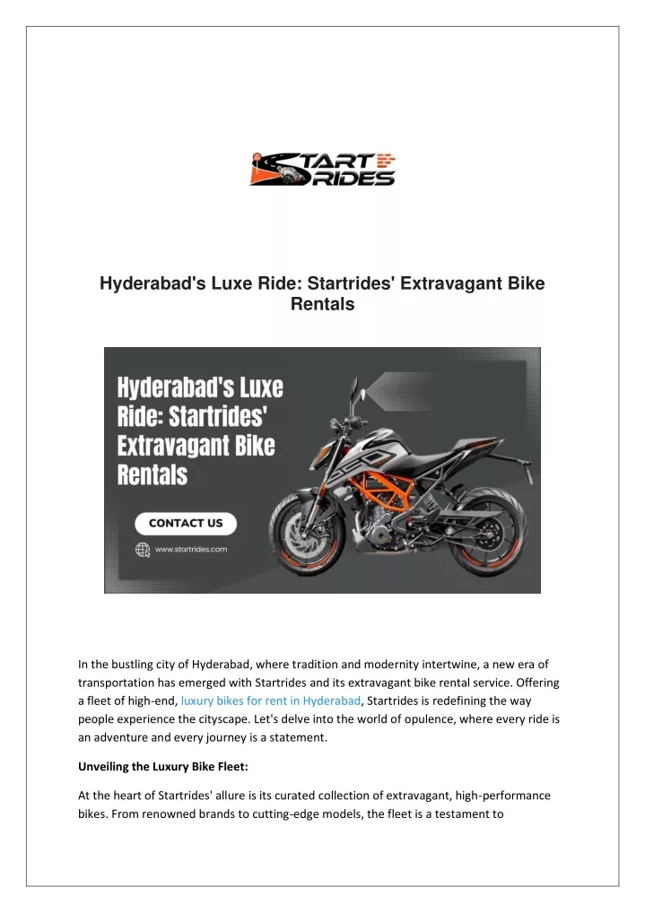 hyderabad s luxe ride startrides extravagant bike