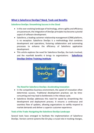 what is salesforce devops need tools and benefits