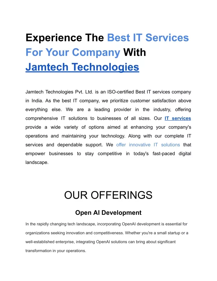 experience the best it services for your company