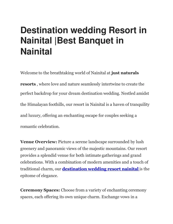 destination wedding resort in nainital best banquet in nainital
