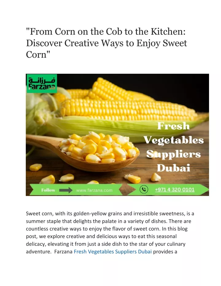 from corn on the cob to the kitchen discover