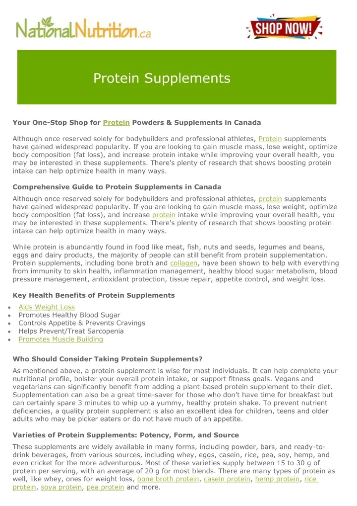 presentation on protein supplements