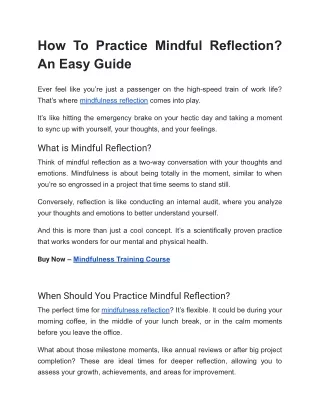 how to practice mindful reflection an easy guide