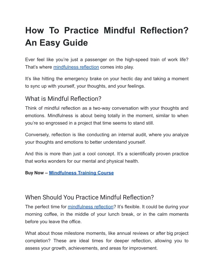 how to practice mindful reflection an easy guide