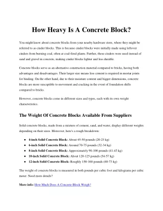 How Heavy Is A Concrete Block
