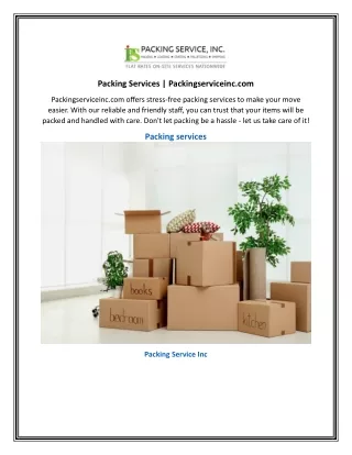 Packing Services | Packingserviceinc.com