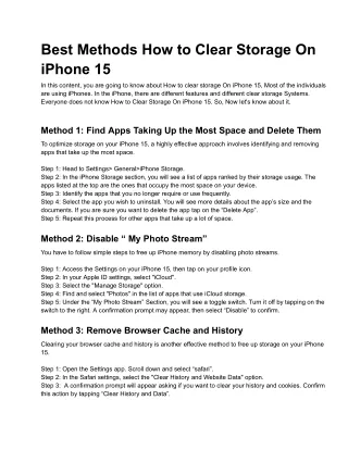 Best Methods How to Clear Storage On iPhone 15