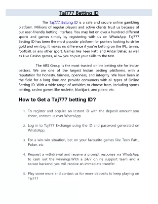 Taj777 Betting ID (1)