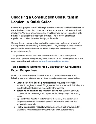Choosing a Construction Consultant in London_ A Quick Guide