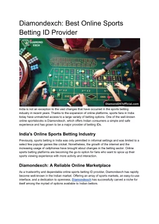 Diamondexch: Best Online Sports Betting ID Provider