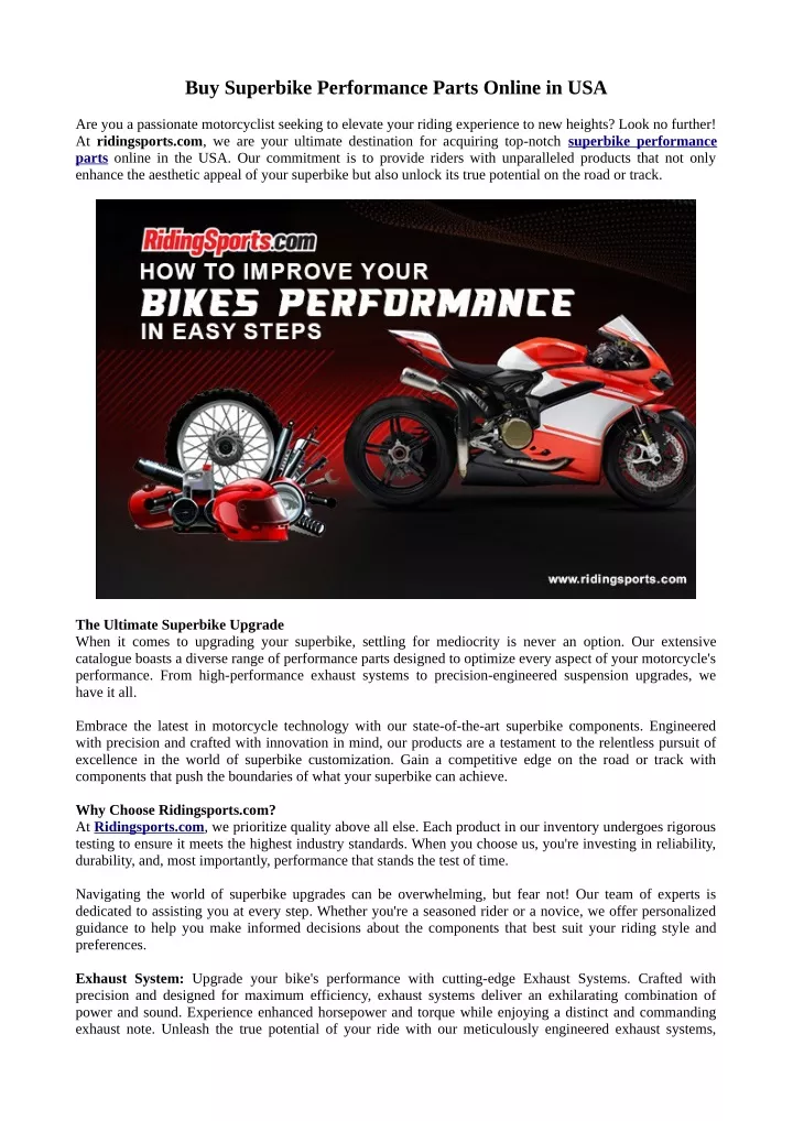 buy superbike performance parts online in usa