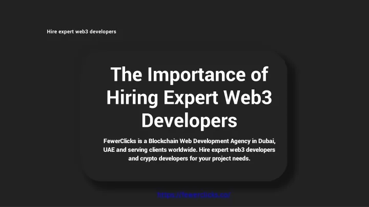the importance of hiring expert web3 developers