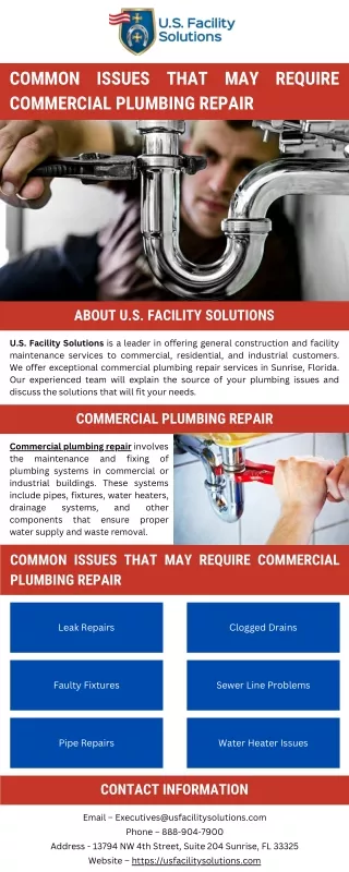 Common Issues that May Require Commercial Plumbing Repair