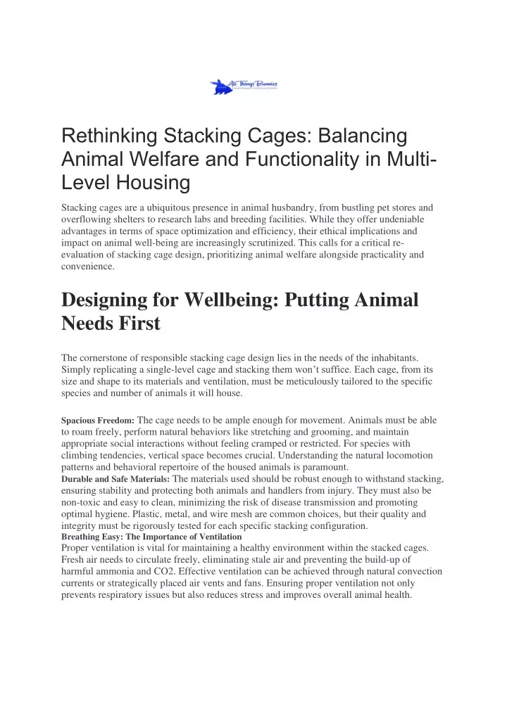 rethinking stacking cages balancing animal