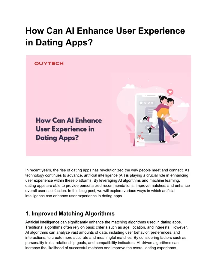 how can ai enhance user experience in dating apps