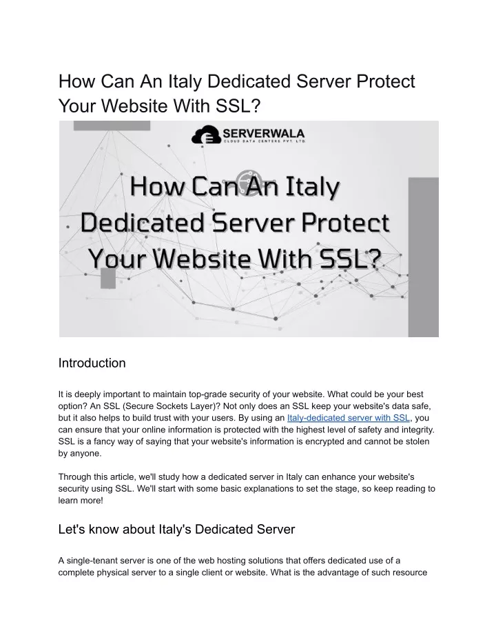 how can an italy dedicated server protect your