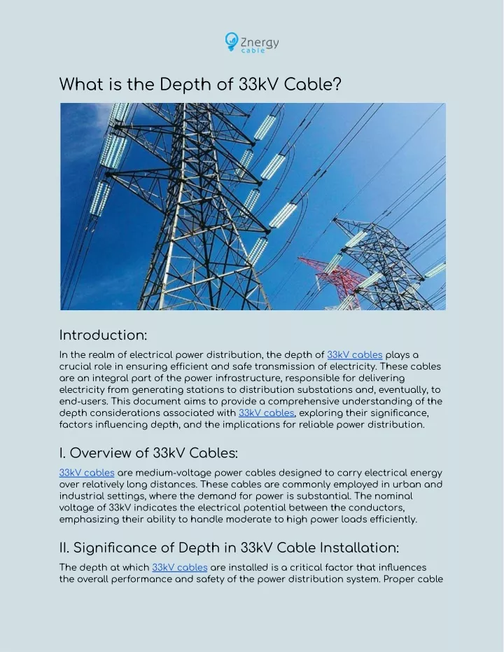 what is the depth of 33kv cable