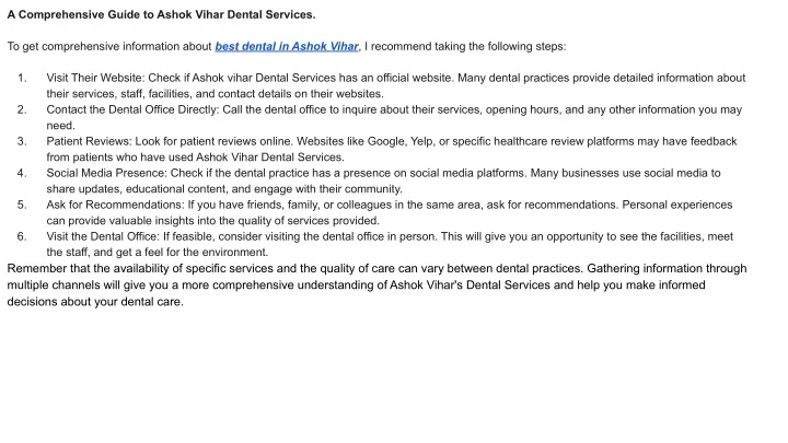 a comprehensive guide to ashok vihar dental