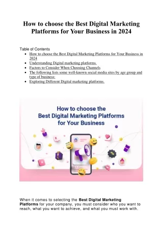 How to choose the Best Digital Marketing Platforms for Your Business in 2024