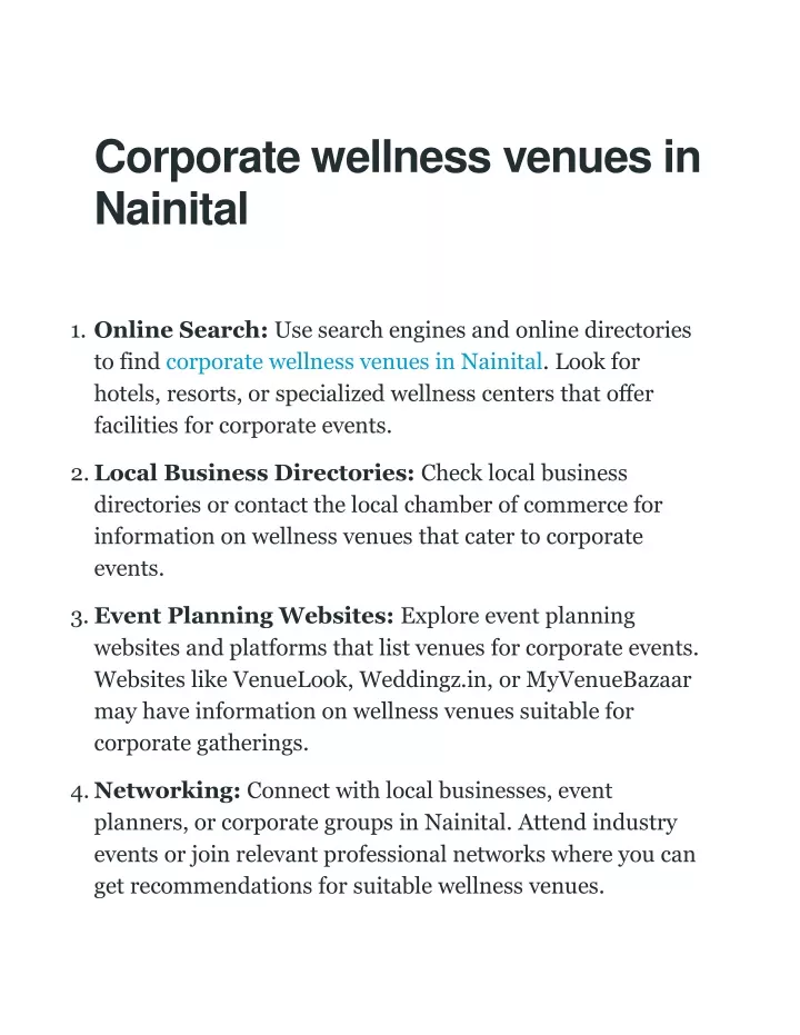 corporate wellness venues in nainital