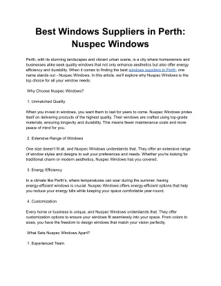 Best Windows Suppliers in Perth_ Nuspec Windows