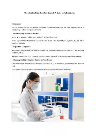 Choosing the Right Biosafety Cabinet: A Guide for Laboratories