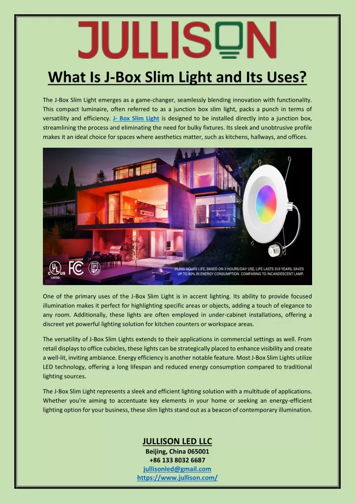 what is j box slim light and its uses