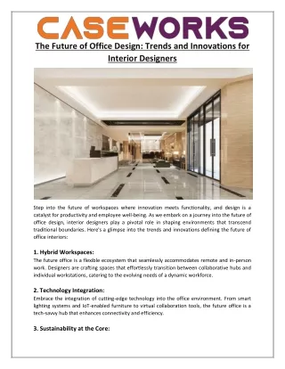 The Future of Office Design Trends and Innovations for Interior Designers