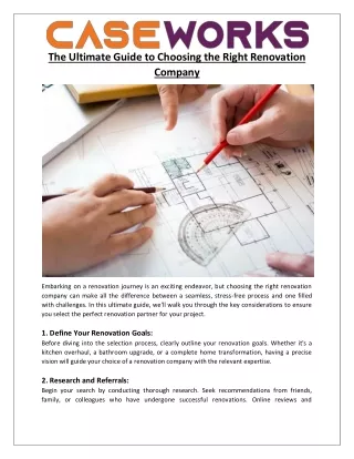 The Ultimate Guide to Choosing the Right Renovation Company