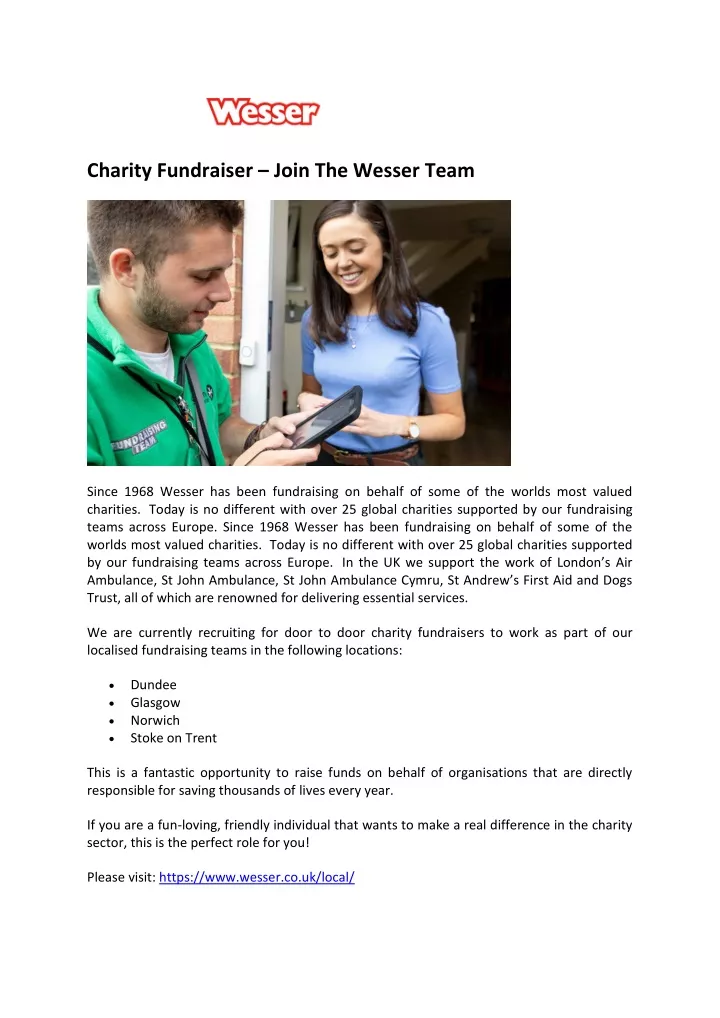 charity fundraiser join the wesser team