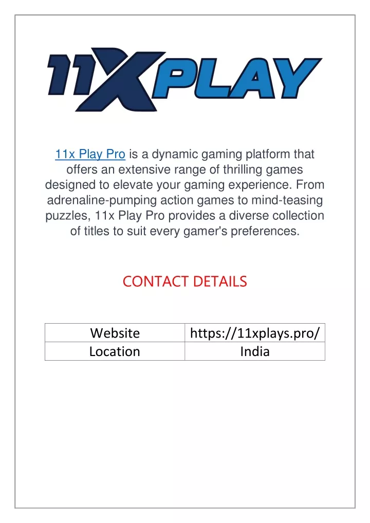 11x play pro is a dynamic gaming platform that