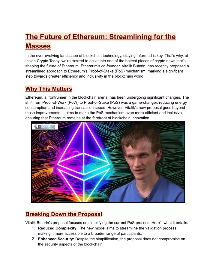 the future of ethereum streamlining for the masses