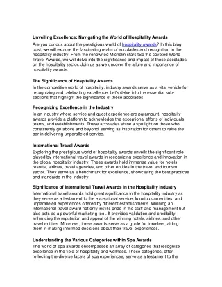 Unveiling Excellence Navigating the World of Hospitality Awards