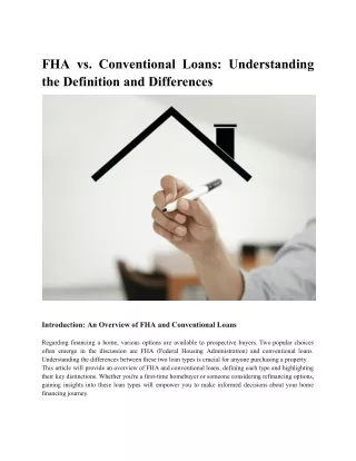 FHA Vs. Conventional Loans_ Definition And Differences