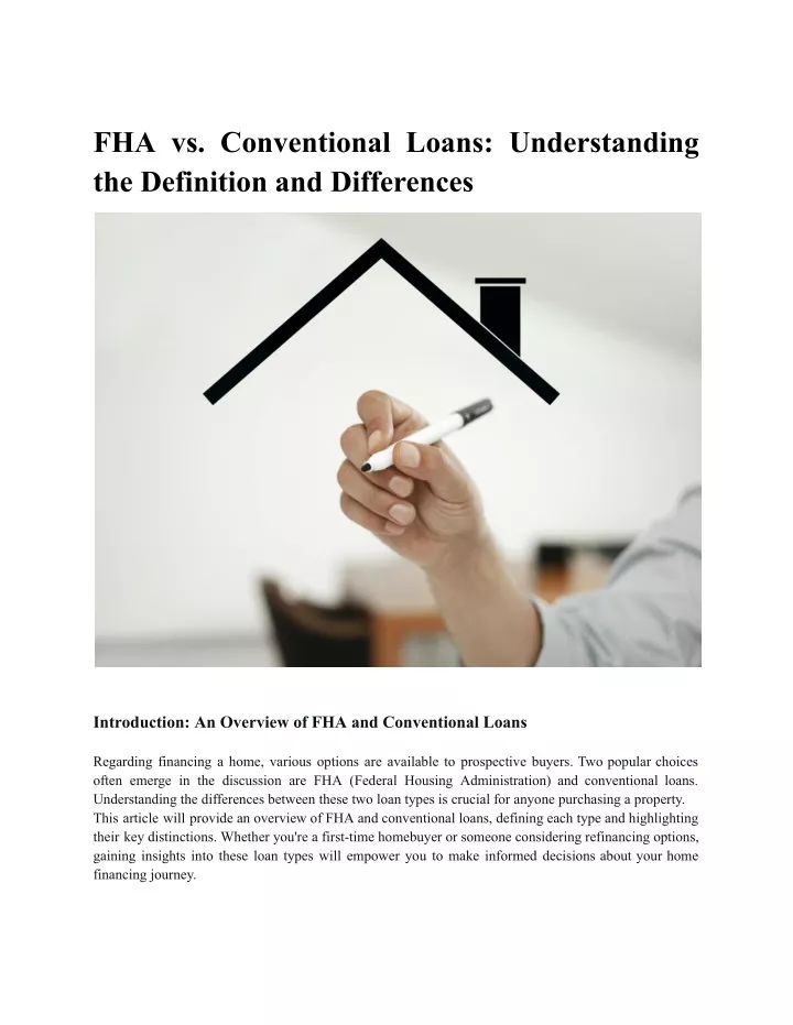 fha vs conventional loans understanding