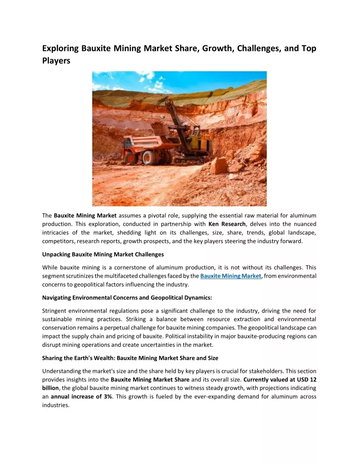 exploring bauxite mining market share growth