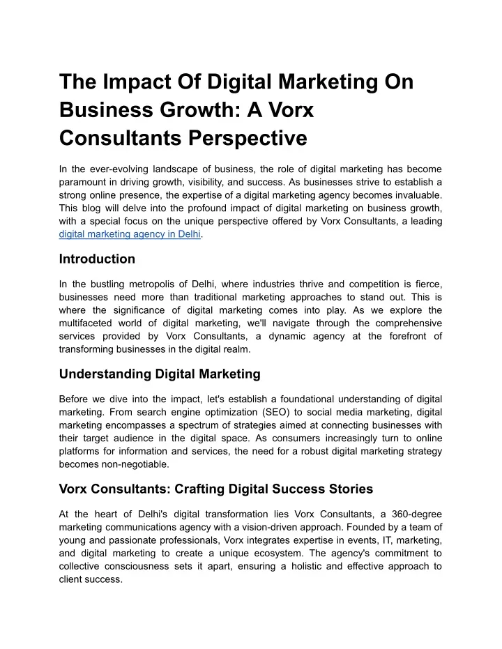 the impact of digital marketing on business