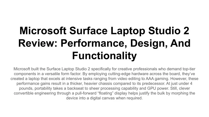 microsoft surface laptop studio 2 review