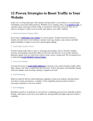 12 proven strategies to boost traffic to your