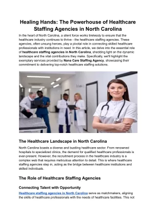 Healing Hands_ The Powerhouse of Healthcare Staffing Agencies in North Carolina