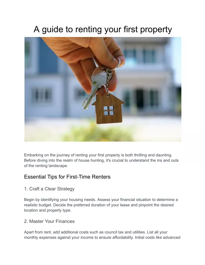 a guide to renting your first property