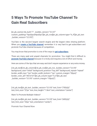 5 Ways To Promote YouTube Channel To
