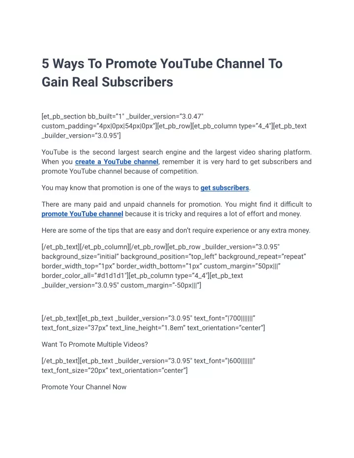5 ways to promote youtube channel to gain real