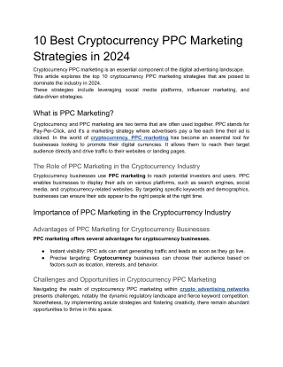 10 Best Cryptocurrency PPC Marketing Strategies in 2024
