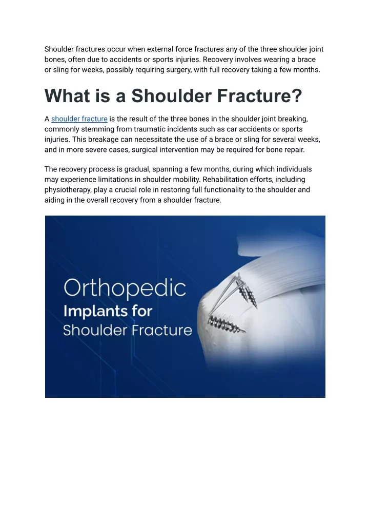 shoulder fractures occur when external force