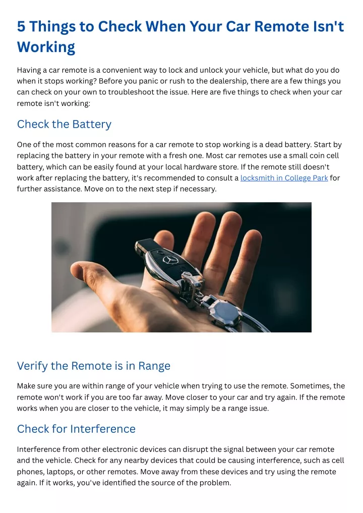 5 things to check when your car remote