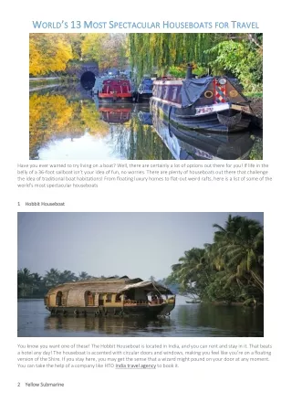 World’s 13 Most Spectacular Houseboats for Travel