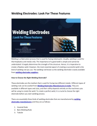 Welding Electrodes Look For These Features