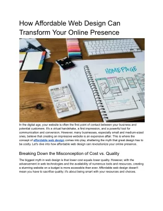 how affordable web design can transform your